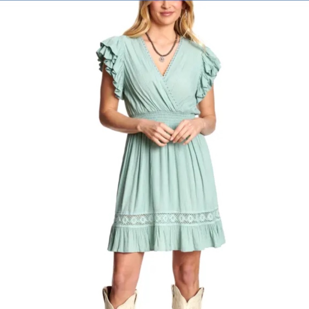 Rockin C Women's Aqua Swiss Dot Dress
